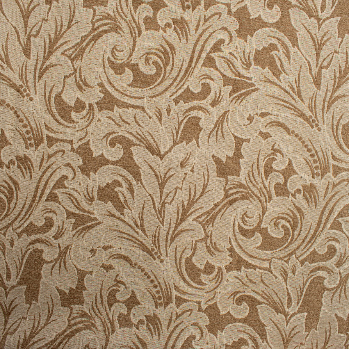 Ottoman Chenille Baroque Scroll Upholstery/Curtaining Fabric in Cream
