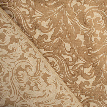 Ottoman Chenille Baroque Scroll Upholstery/Curtaining Fabric in Cream