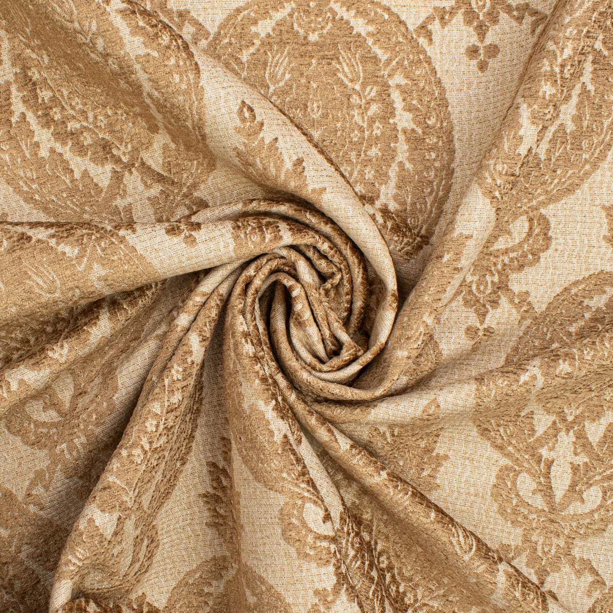 Ottoman Chenille Crown Medallion Upholstery/Curtaining Fabric in Cream