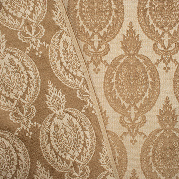 Ottoman Chenille Crown Medallion Upholstery/Curtaining Fabric in Cream