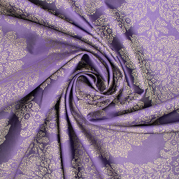 Reversible Floral Jacquard Brocade Suiting/Upholstery Fabric in Purple/Beige