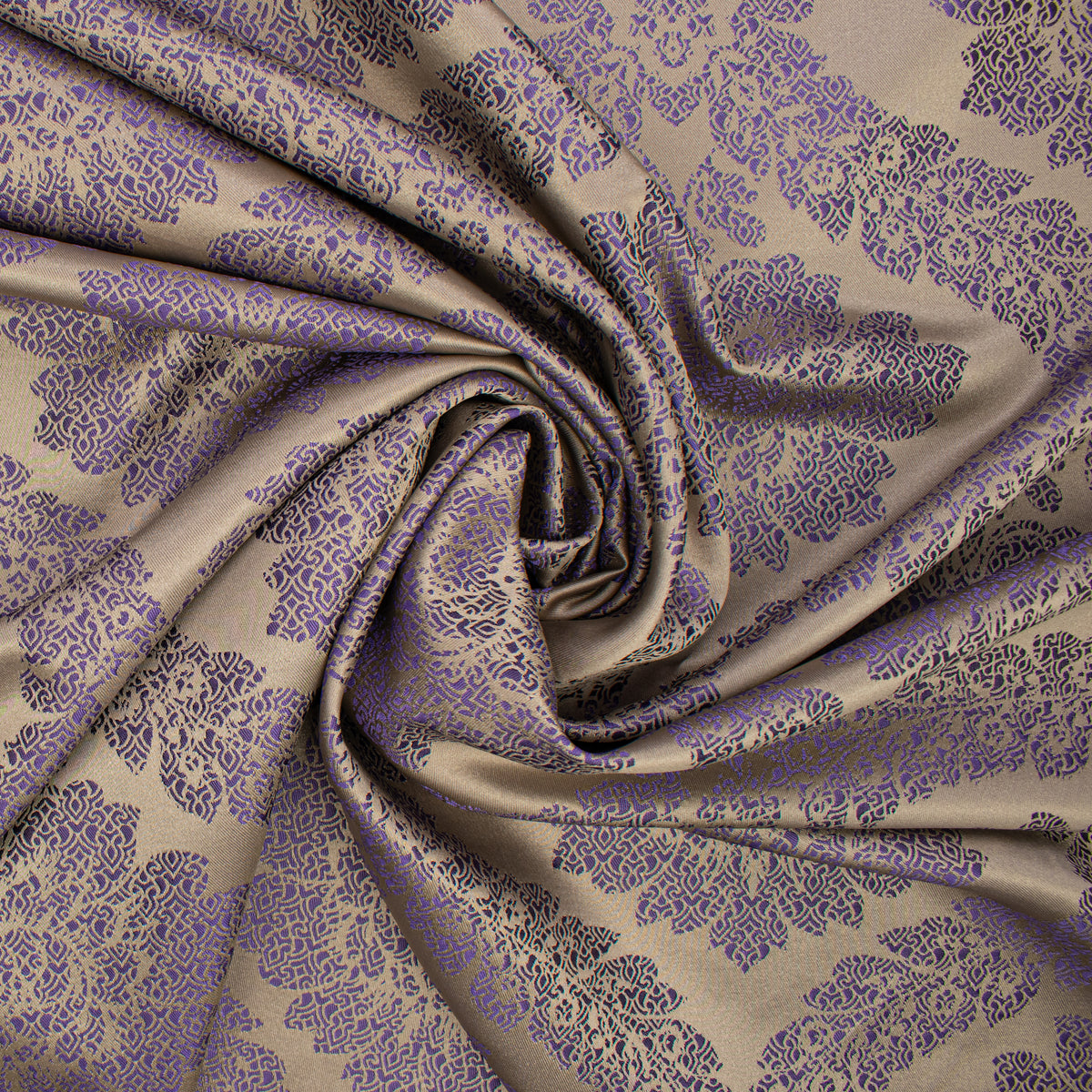 Reversible Floral Jacquard Brocade Suiting/Upholstery Fabric in Purple/Beige