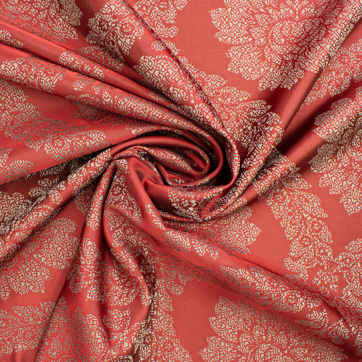 Reversible Floral Jacquard Brocade Suiting/Upholstery Fabric in Red/Cream