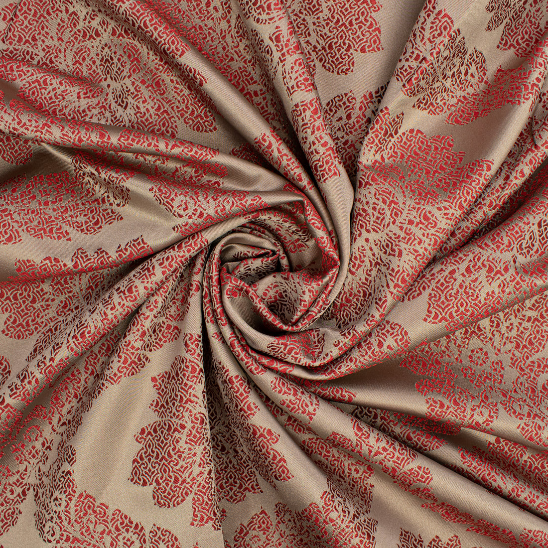 Reversible Floral Jacquard Brocade Suiting/Upholstery Fabric in Red/Cream