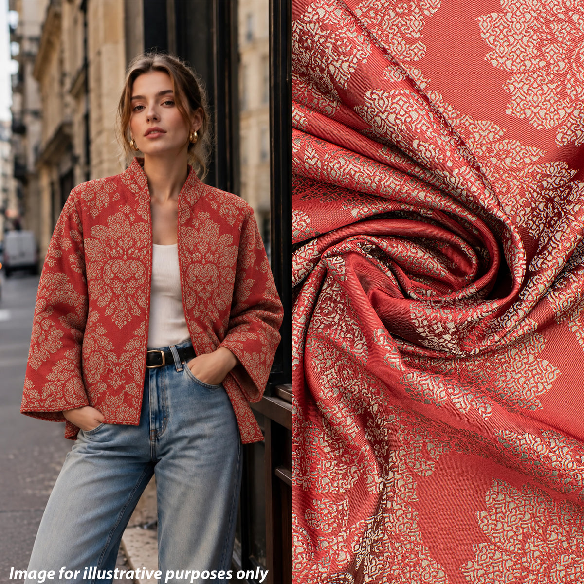 Reversible Floral Jacquard Brocade Suiting/Upholstery Fabric