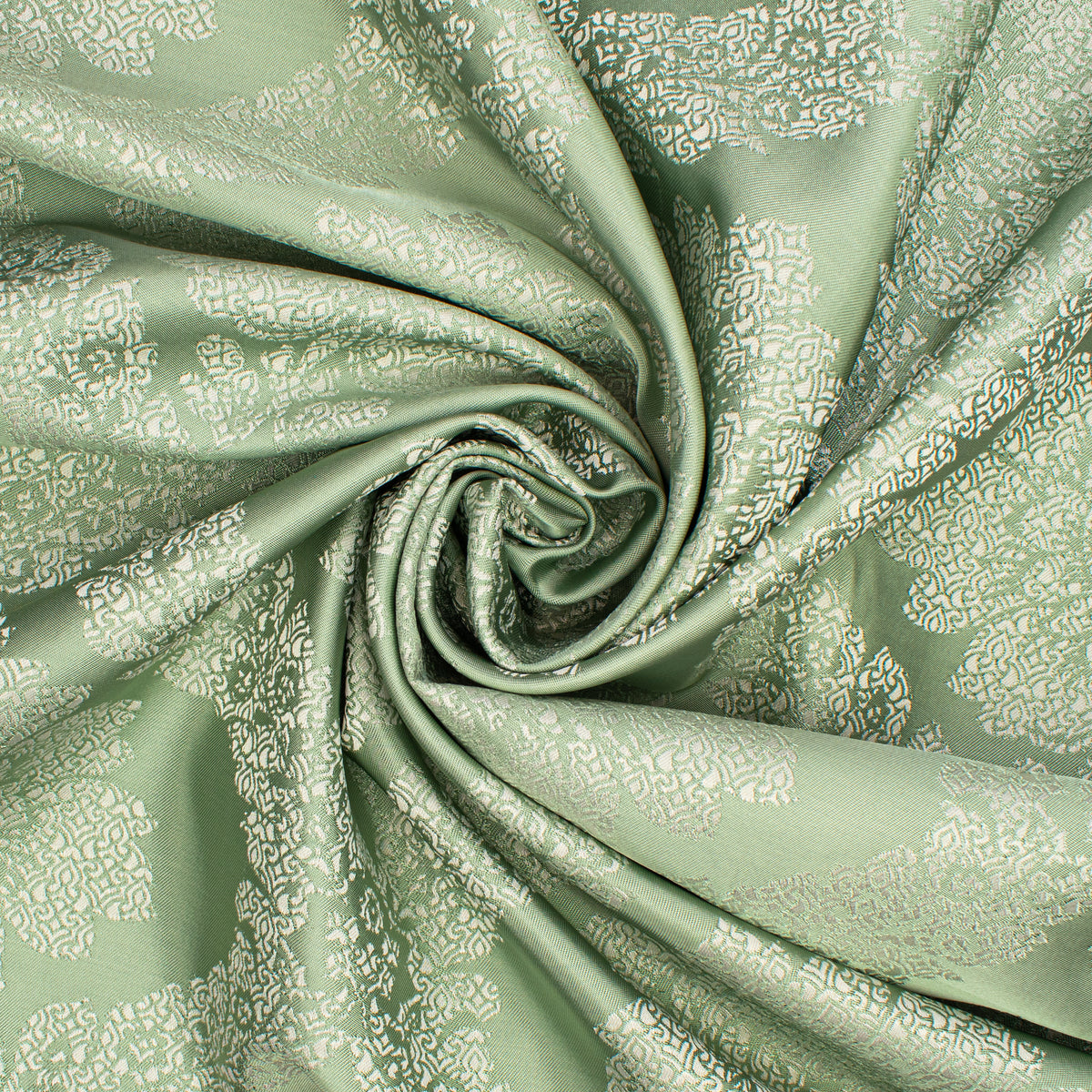 Reversible Floral Jacquard Brocade Suiting/Upholstery Fabric in Sage/Cream