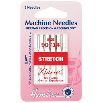 Hemline Klasse Sewing Machine Needles Stretch 90/14 - 5 Per Cassette