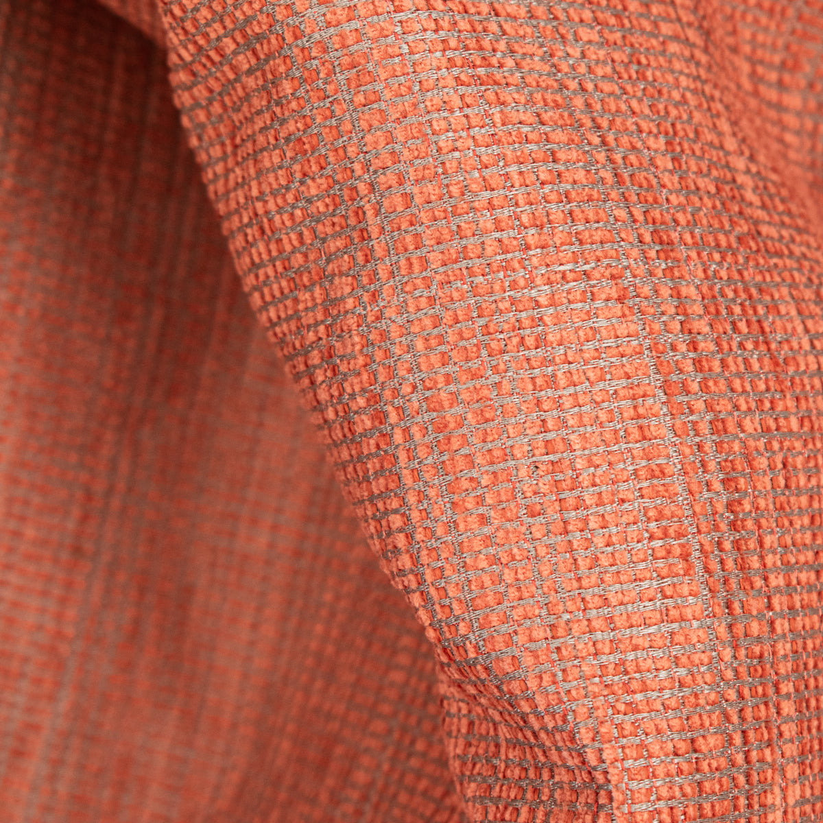 Textured Chenille Upholstery Fabric in Coral