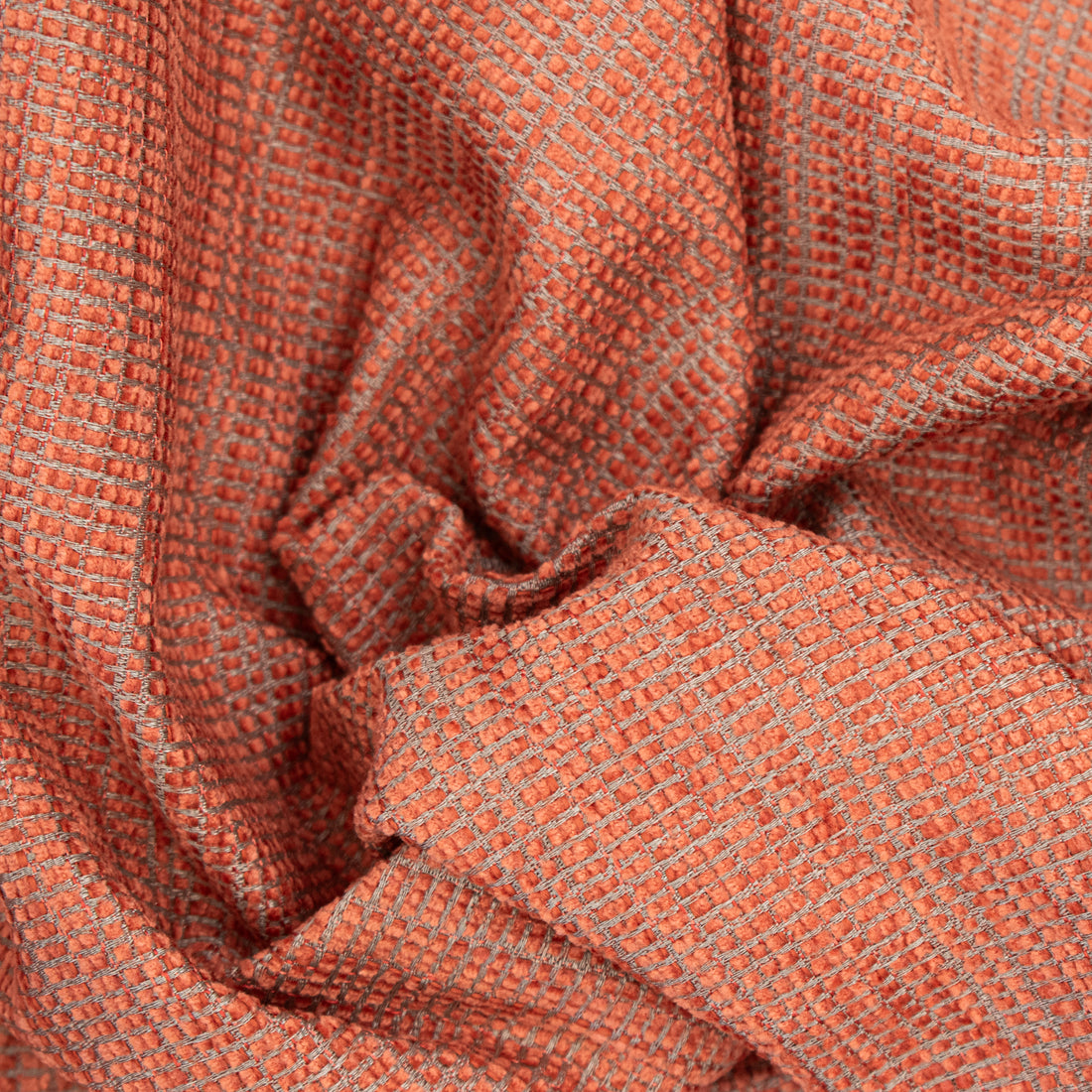 Textured Chenille Upholstery Fabric in Coral