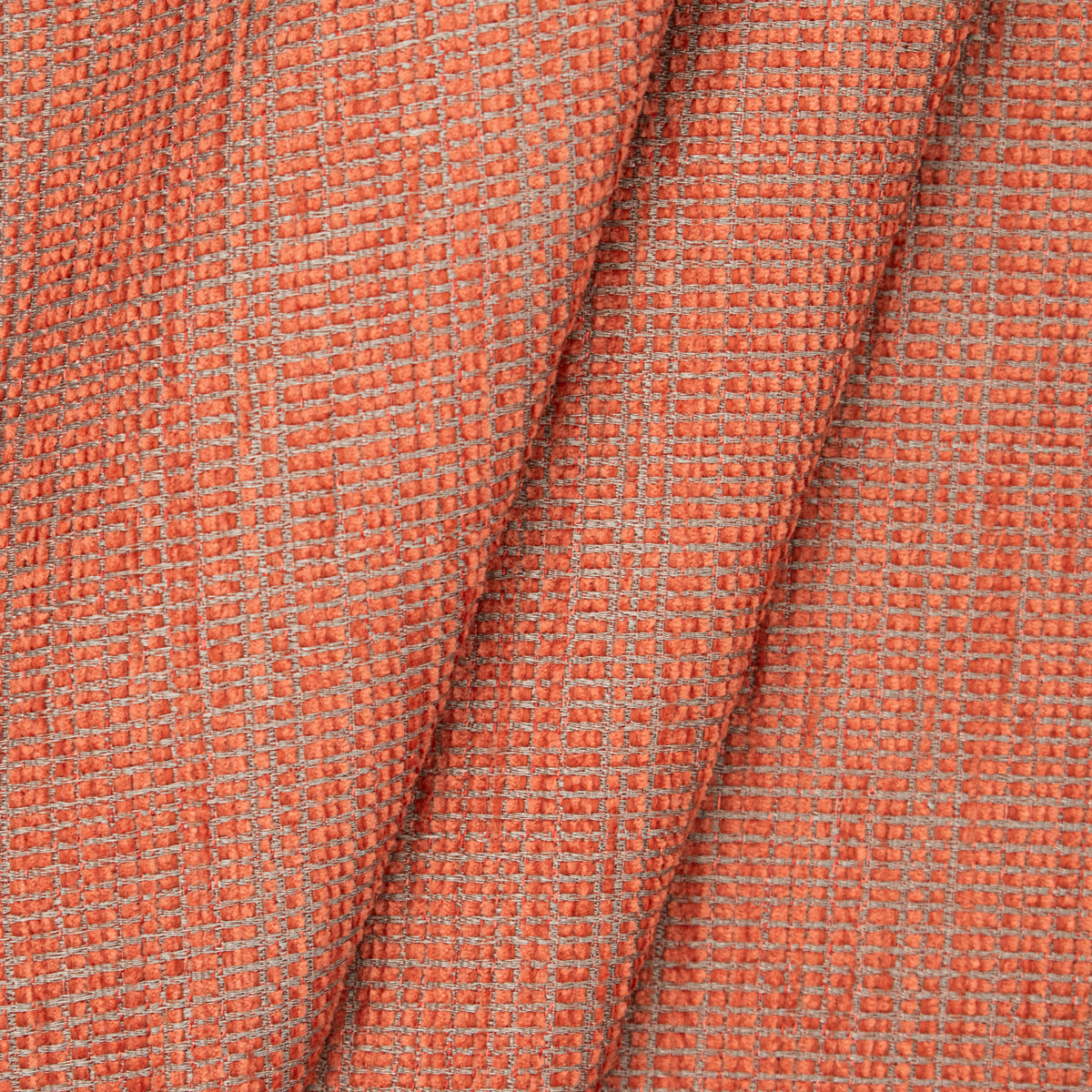 Textured Chenille Upholstery Fabric in Coral