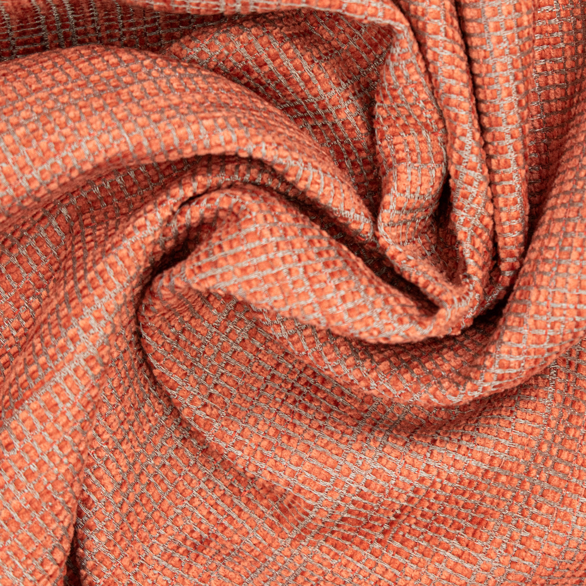 Textured Chenille Upholstery Fabric in Coral