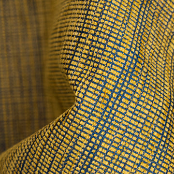 Textured Chenille Upholstery Fabric in Yellow/Blue