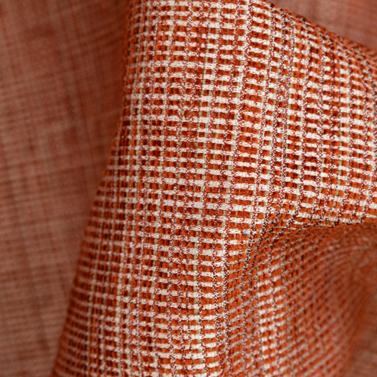 Textured Chenille Upholstery Fabric in Orange