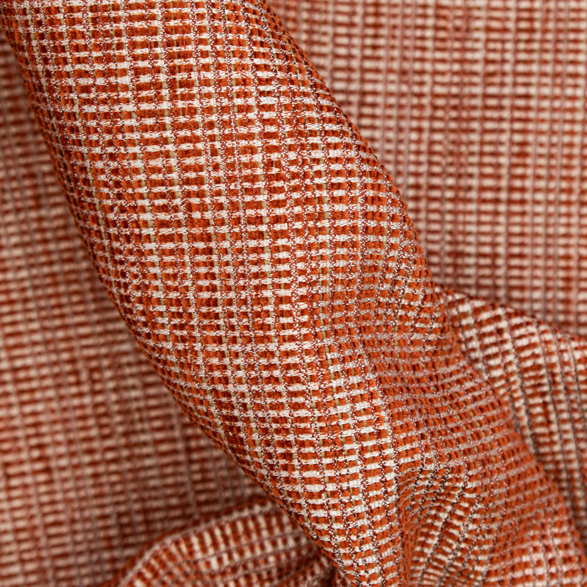 Textured Chenille Upholstery Fabric in Orange