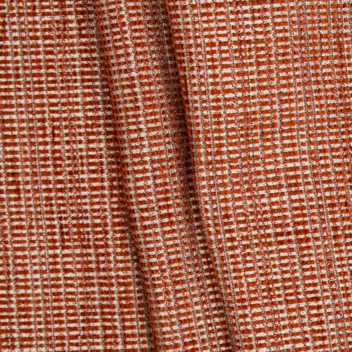 Textured Chenille Upholstery Fabric in Orange