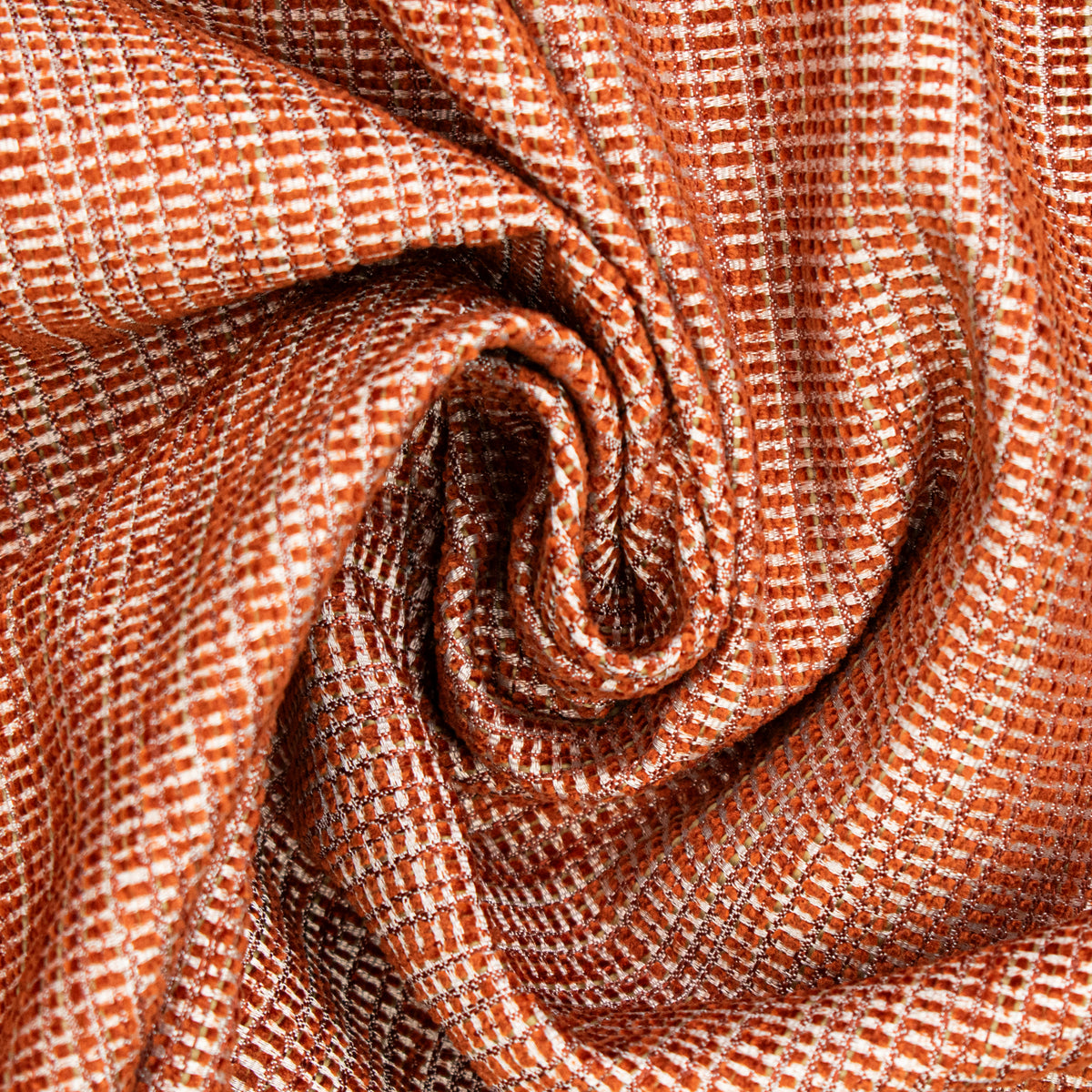 Textured Chenille Upholstery Fabric in Orange