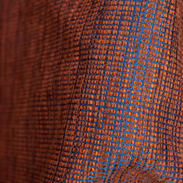 Textured Chenille Upholstery Fabric in Orange/Blue
