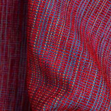 Textured Chenille Upholstery Fabric in Red/Blue