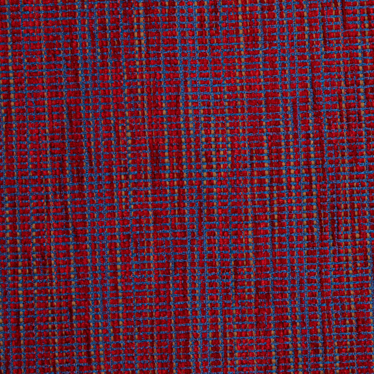 Textured Chenille Upholstery Fabric in Red/Blue