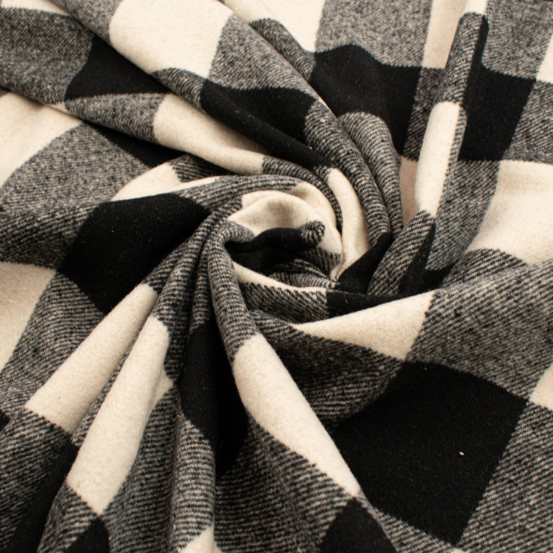 Black & White Buffalo Check Wool Blend Melton