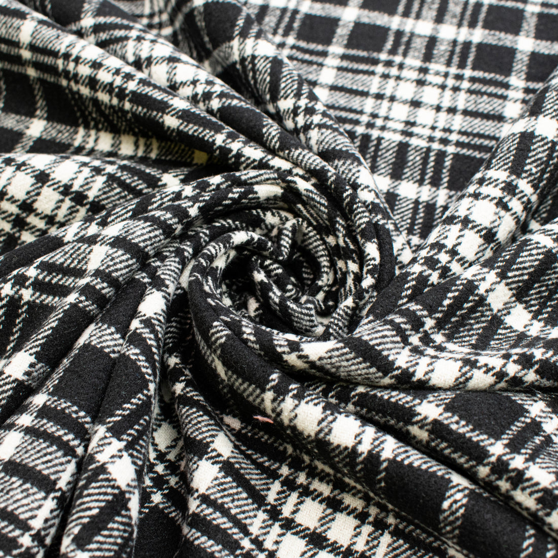 Monochrome Tartan Wool Blend Melton