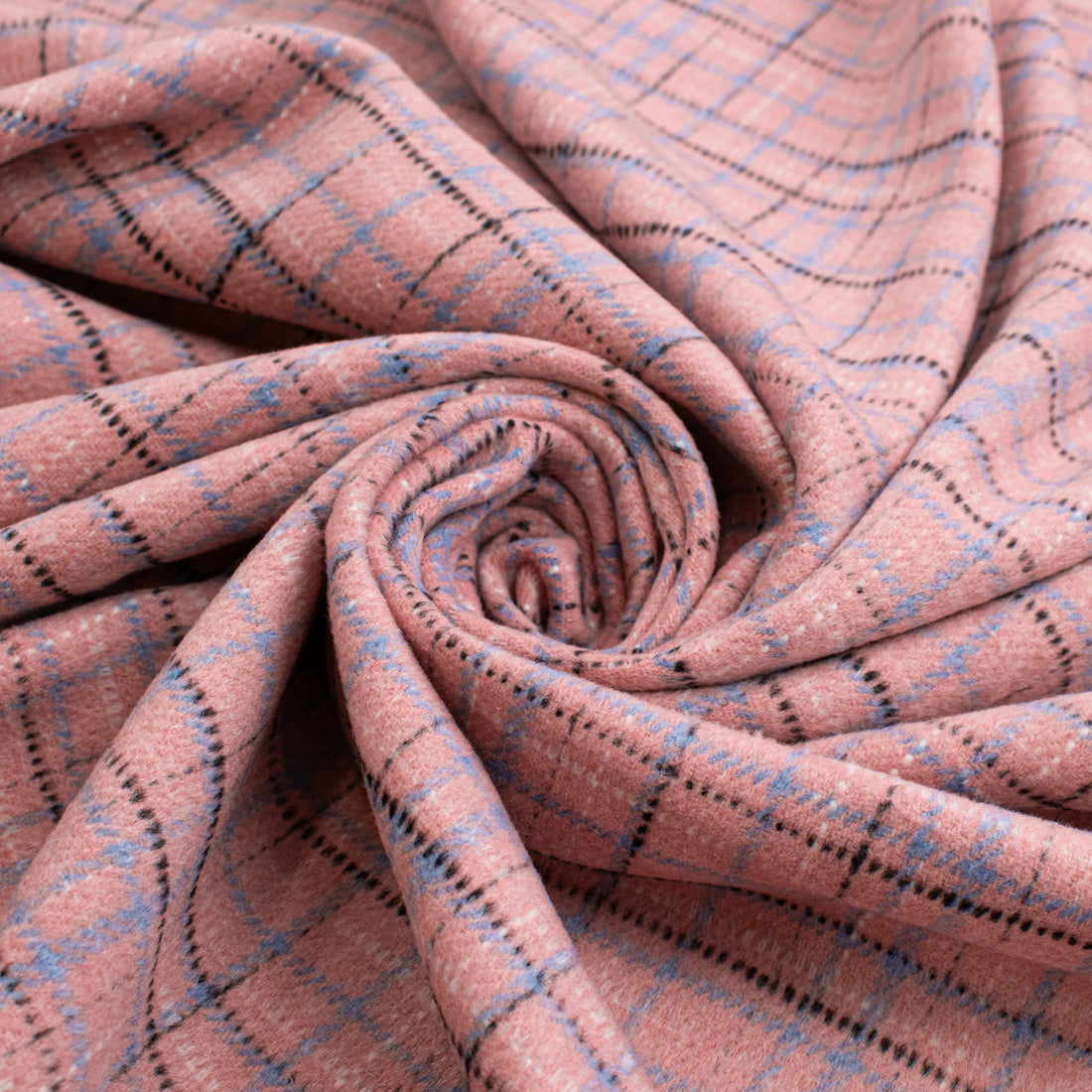 Rose Pink Tartan Wool Blend Melton
