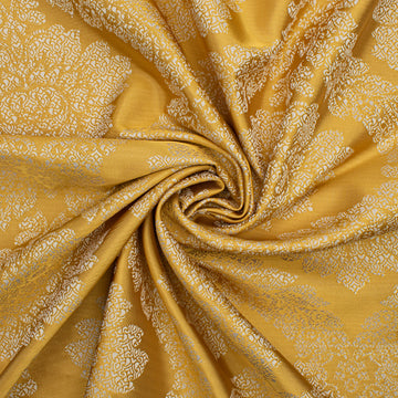 Reversible Floral Jacquard Brocade Suiting/Upholstery Fabric in Yellow/White