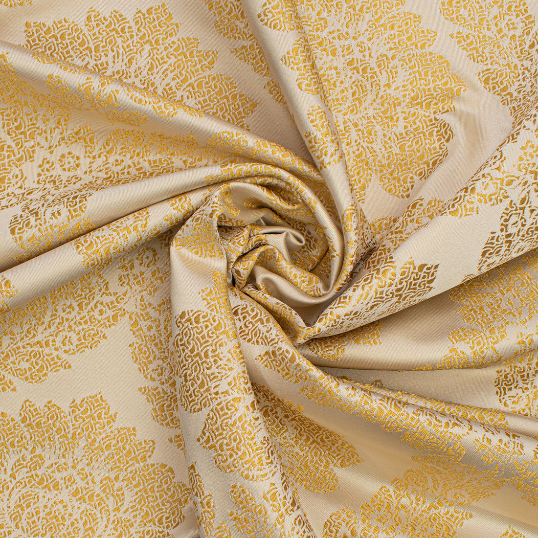 Reversible Floral Jacquard Brocade Suiting/Upholstery Fabric in Yellow/White