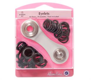 Hemline Eyelets Starter Set 10.5mm - Oxy Black