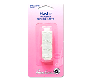Hemline Elastic Shirring 20m x 0.75mm - White