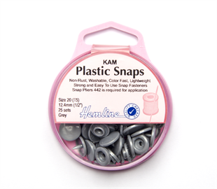 Hemline - Hangsell Kam Snap - 12.4MM X 25 - GREY
