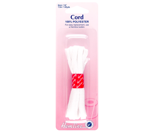 HEMLINE POLYESTER CORD 1.5M X 6MM WHITE