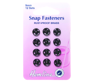 Hemline Snap/Fast - BLACK - 9MM