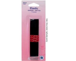 Hemline Elastic - General Purpose Knitted - 20mm x 1m Black