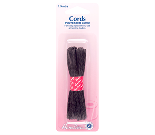HEMLINE POLYESTER CORD 1.5M X 6MM BLACK