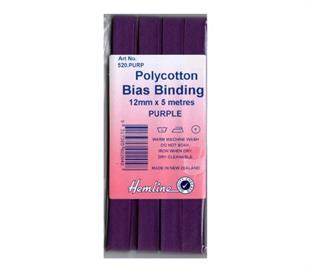 Hemline Polycotton Bias Binding - PURPLE 12MM X 5M