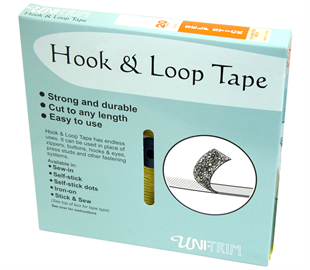 Uni-Trim 20mm Hook and Loop Self Stick - White