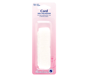 HEMLINE POLYESTER CORD 1.5M X 20MM WHITE