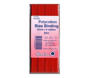 Hemline Polycotton Bias Binding - RED 12MM X 5M