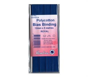 Hemline Polycotton Bias Binding - ROYAL 12MM X 5M