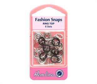 Hemline Fashion Snaps Ring Top 11mm - Black