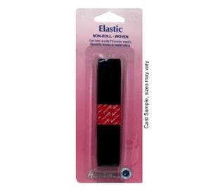 Hemline Elastic Non-Roll Woven - Black 25mm x 1m