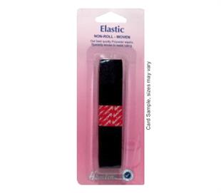 Hemline Elastic Non-Roll Woven - Black 20mm x 1m