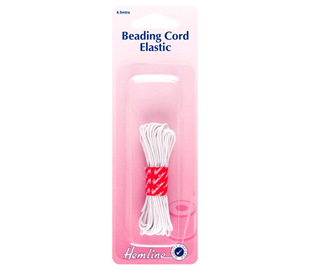 Hemline Elastic Beading Cord 4.5m x 1.3mm - White