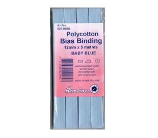 Hemline Polycotton Bias Binding - BABY BLUE 12MM X 5M