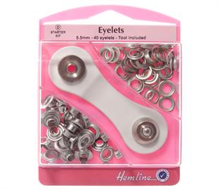 Hemline Eyelets Starter Set 5.5mm - Nickle