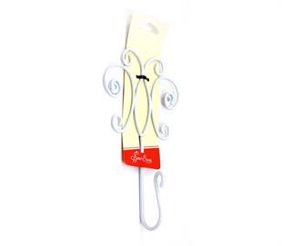 QUILT HOOK – 7.5IN WIRE – WHITE – BUTTERFLY SCROLL.