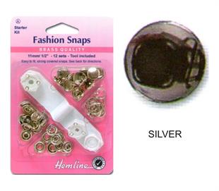 Hemline Fashion Snap 11mm Starter Kit - Silver