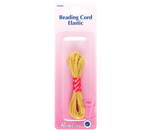 Hemline Elastic Beading Cord 4.5m x 1.3mm - Gold