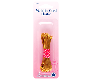 Hemline Elastic Metallic Cord 4.5m x 1.3mm - Gold
